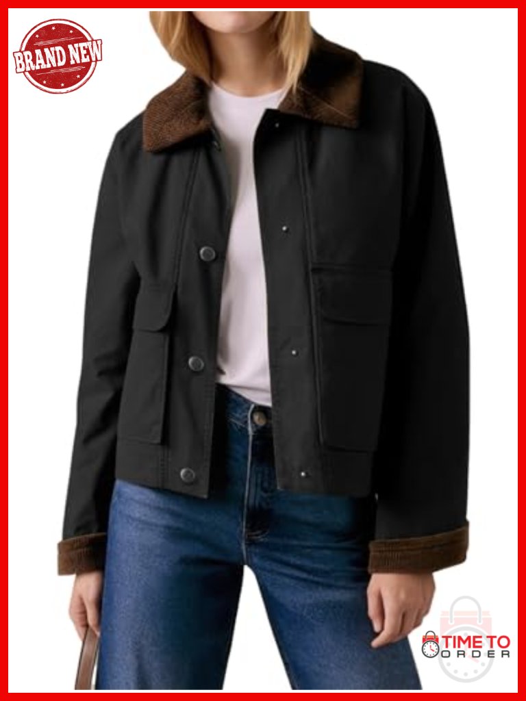 Casual Contrast Collar Lightweight Coat Button Down Long Sleeve Outerwear With